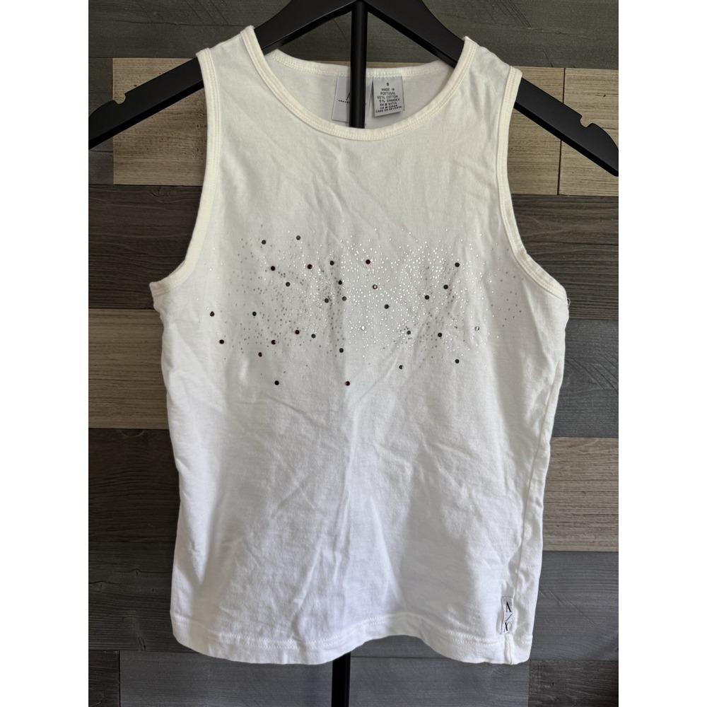 Armani Exchange  White Rhinestone Cotton Tank‎ Top Scoop Neck Small